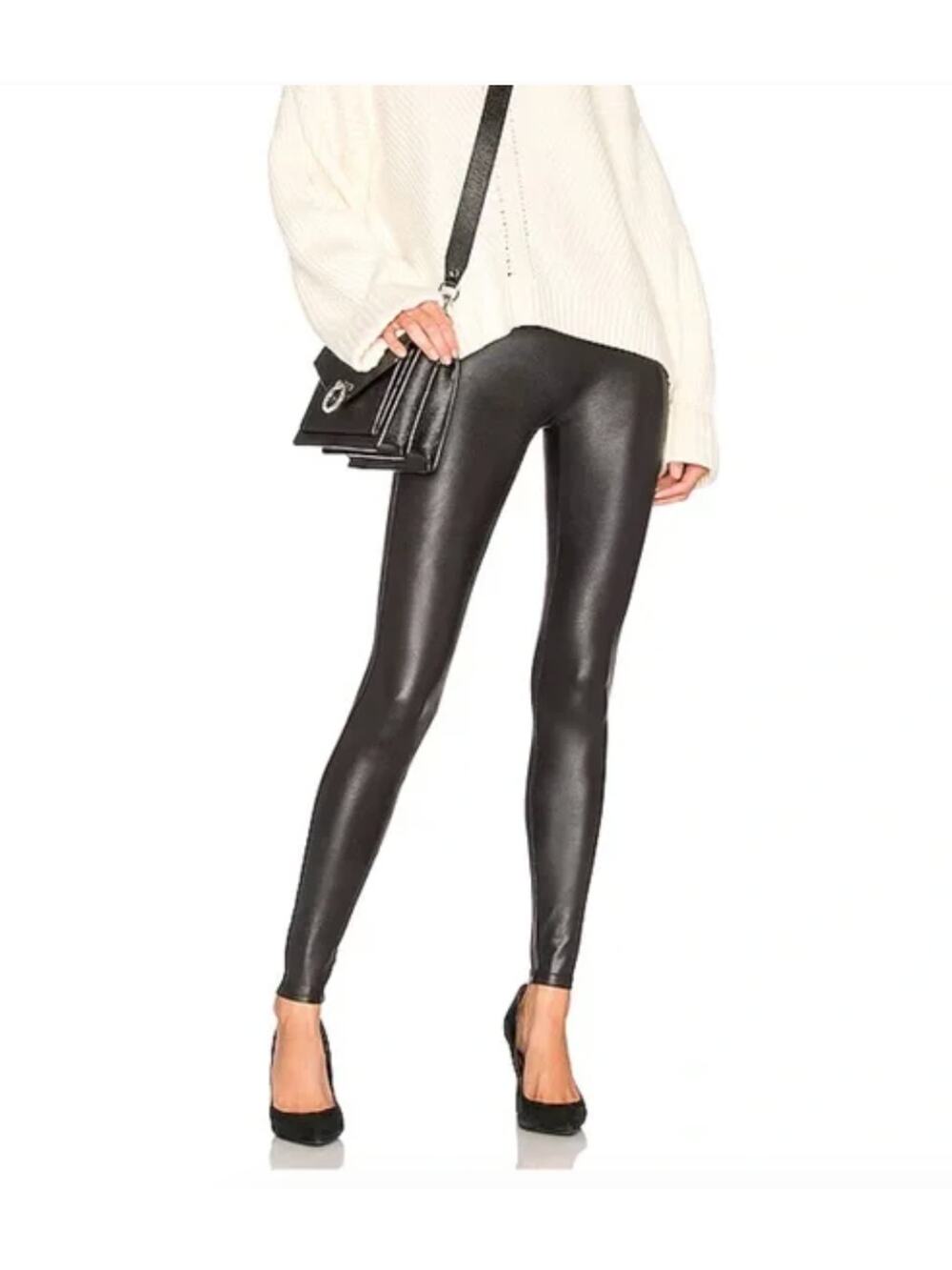 NWT SPANX Women’s Faux Leather Leggings - Black - Size Medium